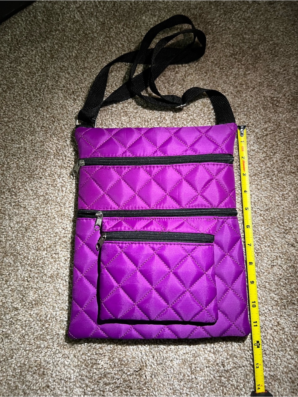 Quilted Purple Crossbody Bag - Lightweight Women's Shoulder Purse